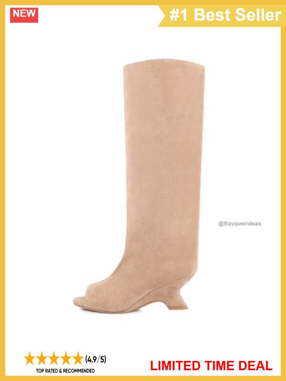 Faux Suede Peep Toe Knee High Heeled Boots Open Toe Party